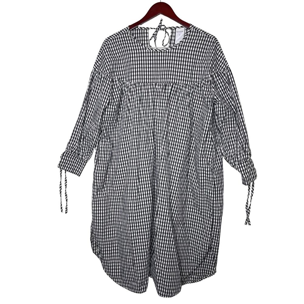 Kowtow Juno Dress Black and White Gingham Check Oversized shirt dress XS - Picture 2 of 8